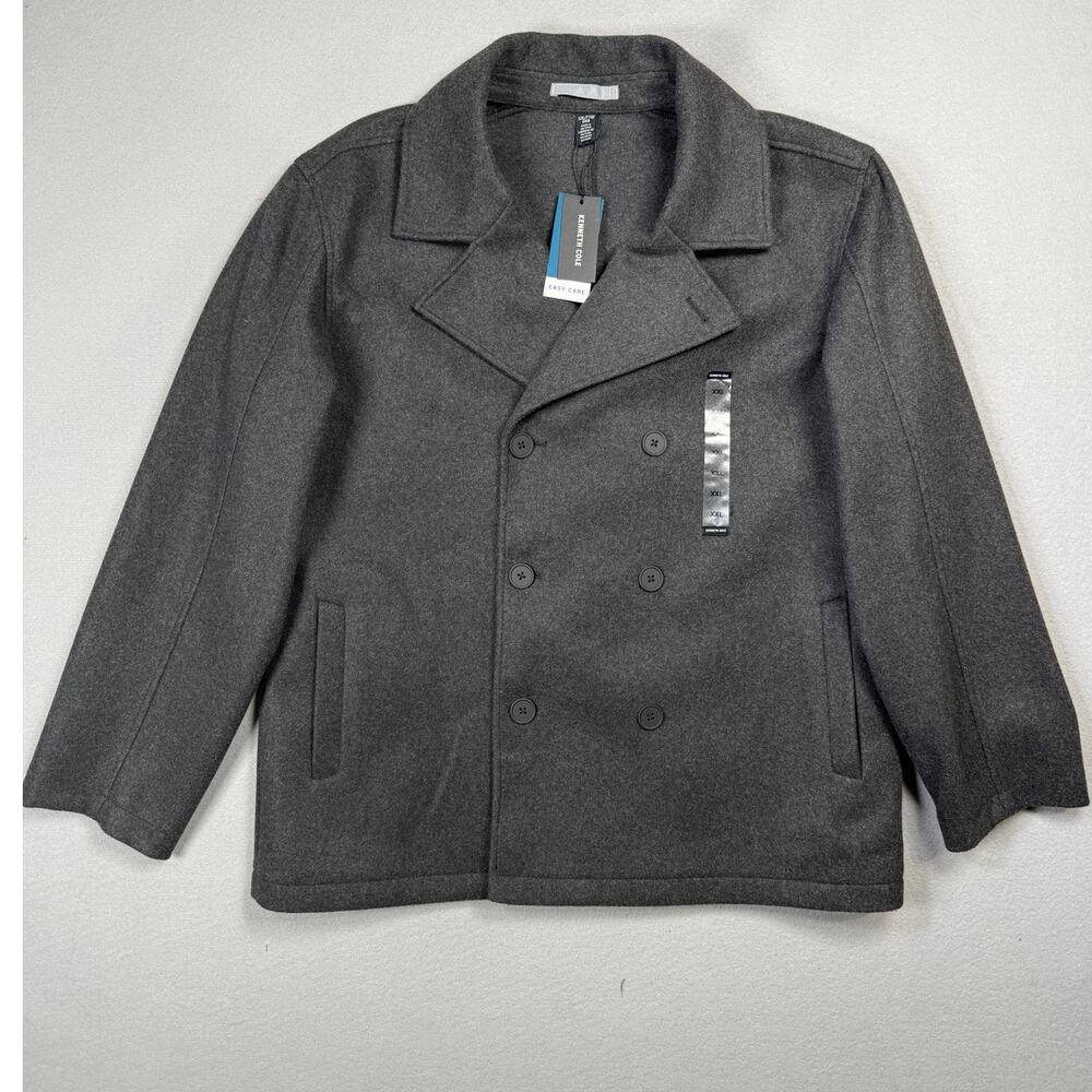 Kenneth Cole Men's Double-Breasted Peacoat - Charcoal 2XL $225